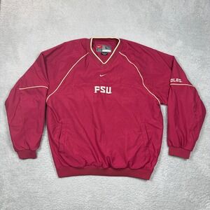 Vintage Nike Team FSU Seminoles Windbreaker Pullover Jacket Mens L Garnet‎ Red